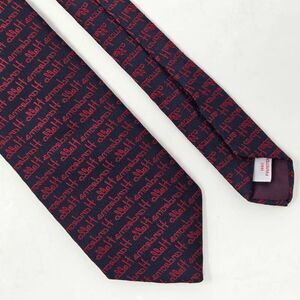 ALYNN HELLO HANDSOME VINTAGE POLYESTER TIE BLUE RED REVERSE SCRIPT 3" X 57"